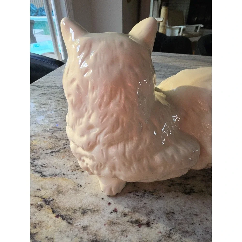 Vintage‎ Large Ceramic Cat Statue Figurine White Persian Cat